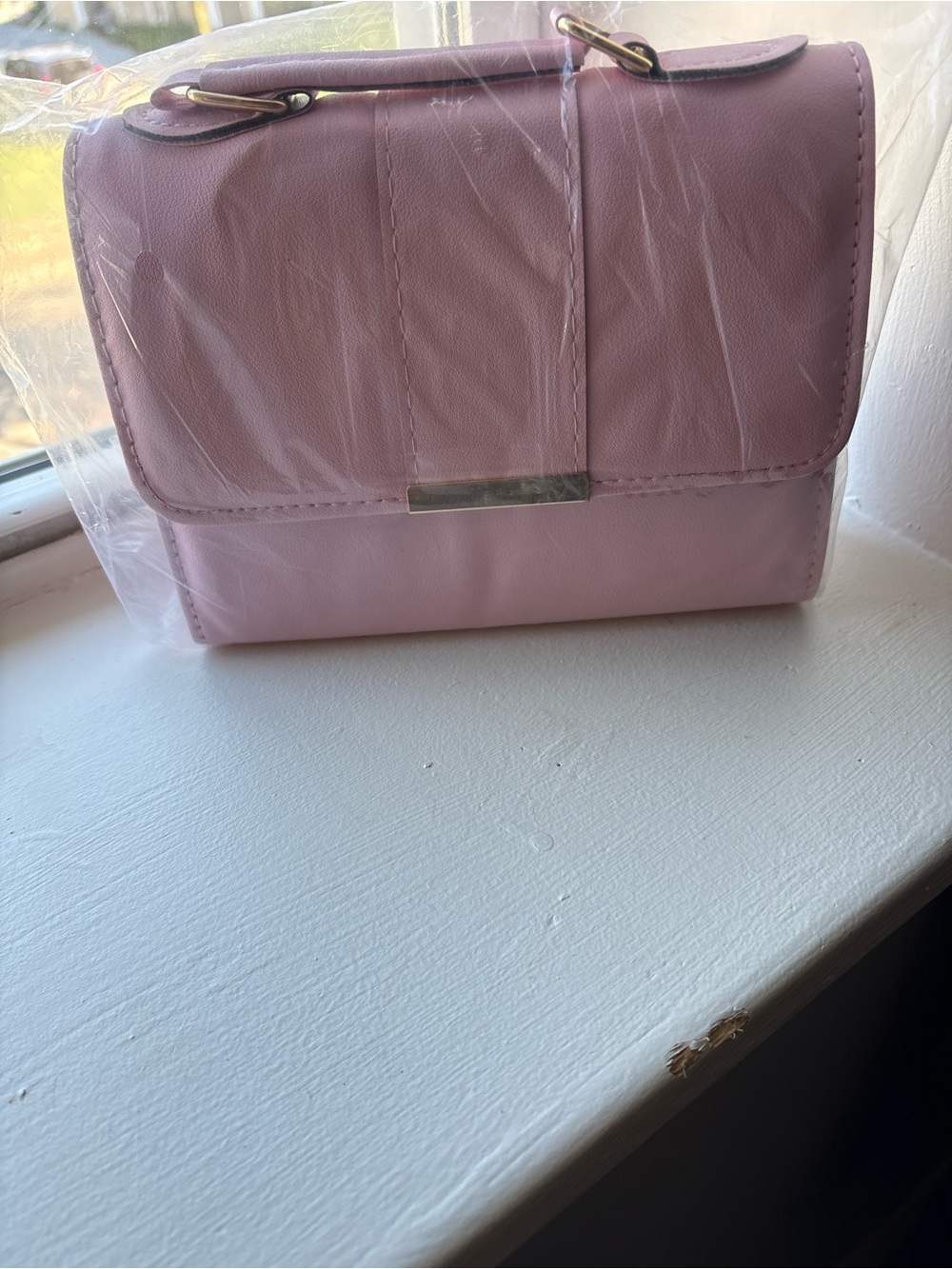 No Boundaries Light Pink Crossbody Bag with Gold Accent